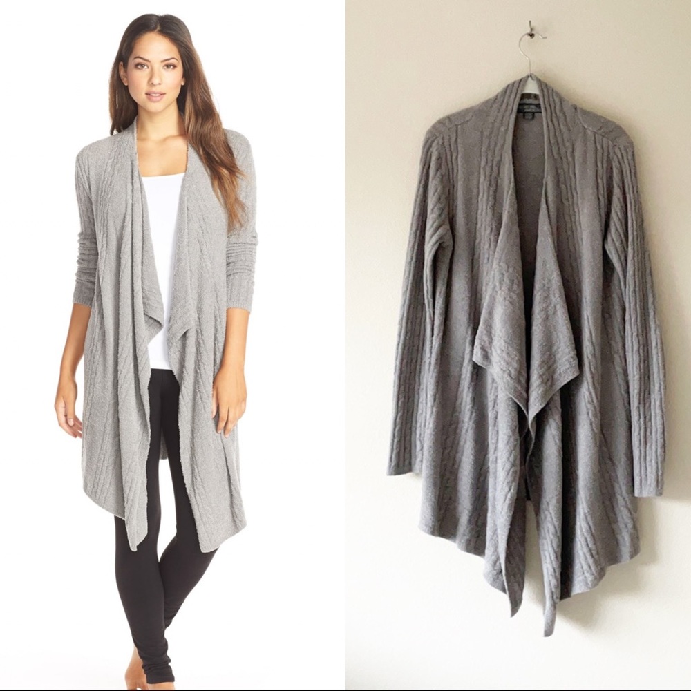 Barefoot Dreams Cable Knit Drape Front Cardigan